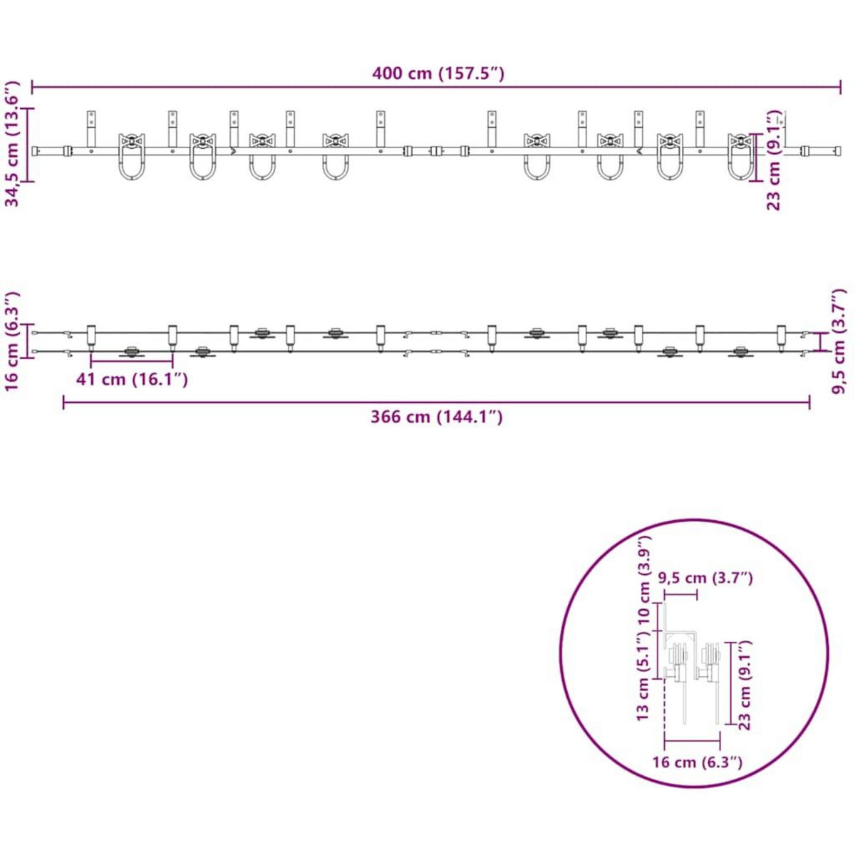 VIDAXL Kit de quincaillerie de porte coulissante 400 cm acier noir