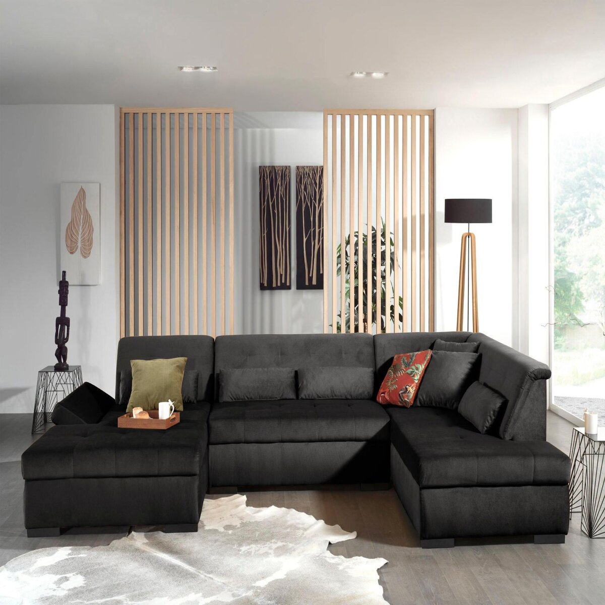 LISA DESIGN Vermont - canapé panoramique d'angle droit - 7 places - xxl - en velours