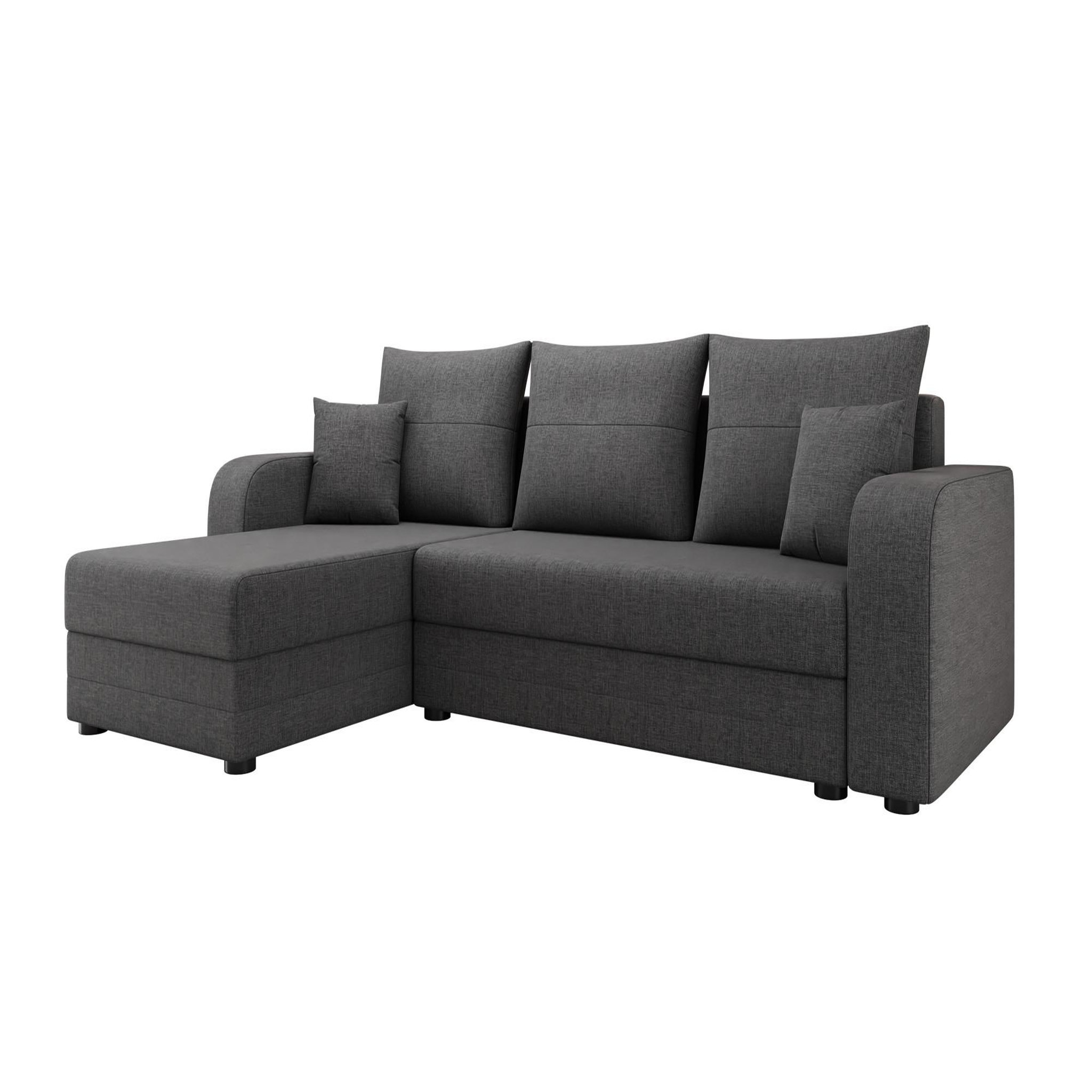 Voir la diapositive 1 : BEST MOBILIER Harvey - canapé d'angle réversible 4 places convertible avec coffre en tissu