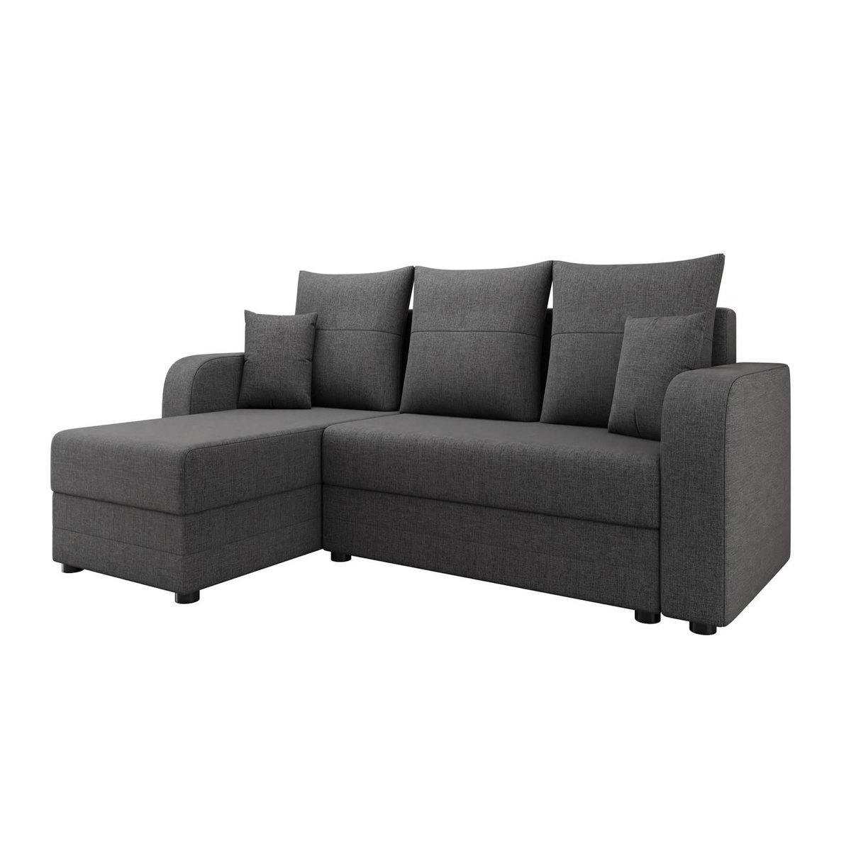 BEST MOBILIER Harvey - canapé d'angle réversible 4 places convertible avec coffre en tissu