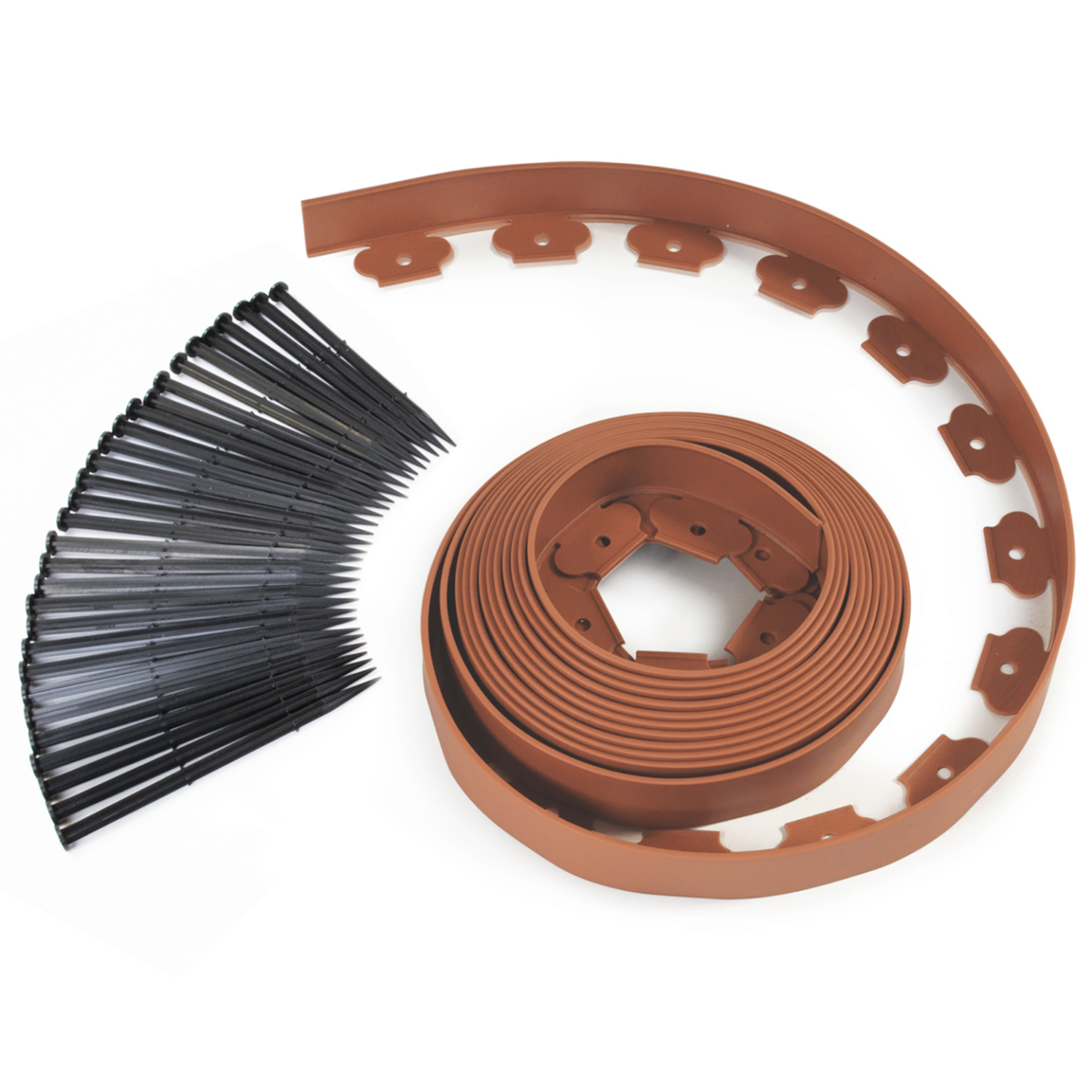 ID MARKET Bordurette de jardin flexible 10 M terracotta hauteur 5 CM + 30 piquets