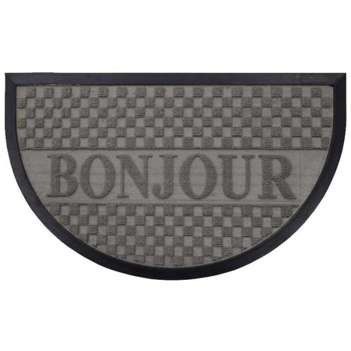Paris Prix Tapis d'Entrée Demi-Lune  Bonjour  45x75 cm Gris