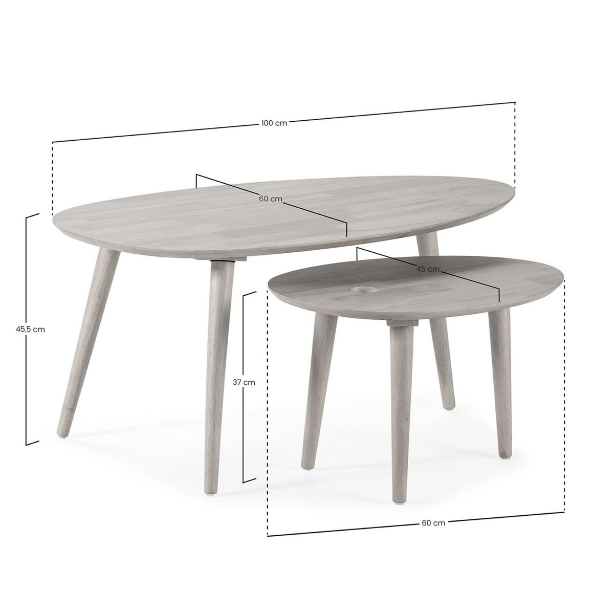 VS VENTA-STOCK Set de 2 tables basses Eclipse couleur chêne, bois massif