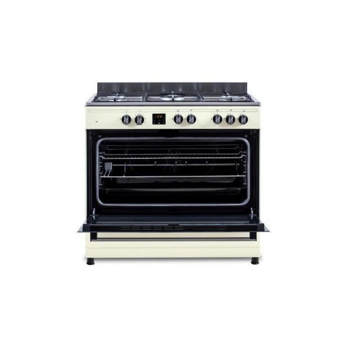 CONTINENTAL EDISON Cuisiniere piano four multifonctions catalyse - CONTINENTAL EDISON - CECP9060CD - 95 L - L90 x H85 cm - Creme / Inox