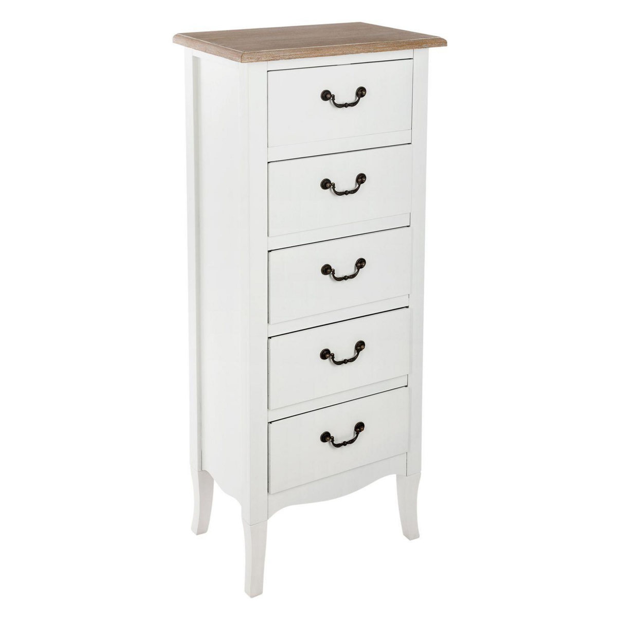 ATMOSPHERA Chiffonnier en bois Chrysa - L. 45 x H. 113 cm - Blanc
