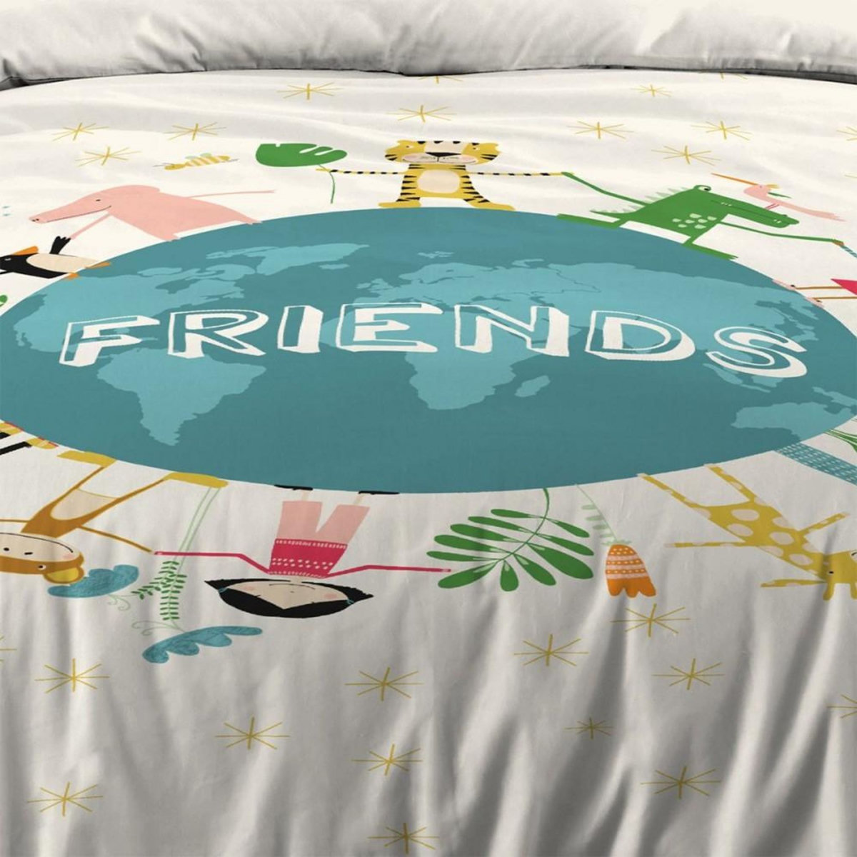 Lovely Casa Housse de couette 140x200 Amis + 1 taie coton 57 fils