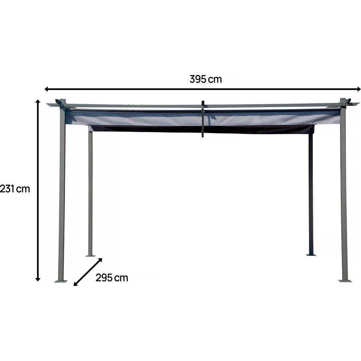 Habitat et Jardin Pergola avec toit rétractable - 3 x 4 m - Gris