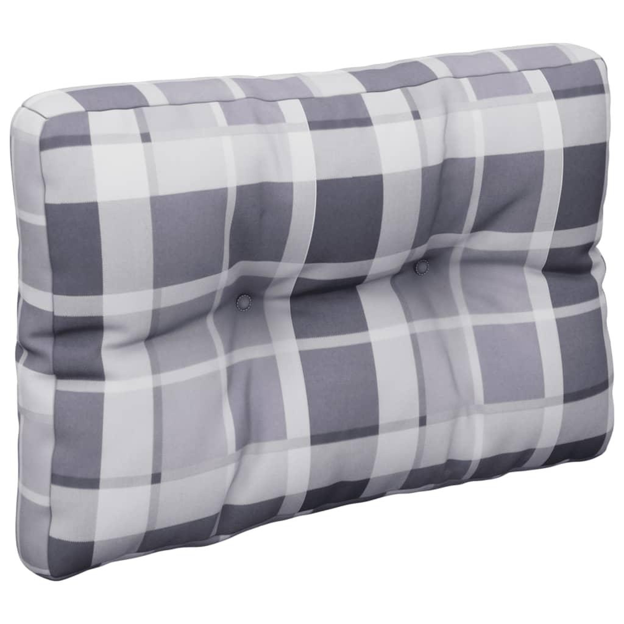 Voir la diapositive 4 : VIDAXL Coussin de palette motif a carreaux gris 50x40x12 cm tissu