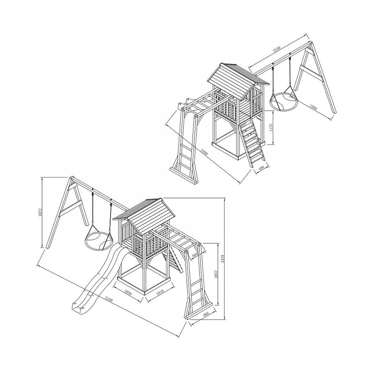 Axi House AXI Structure de jeu Beach Tower cadre escalade et balancoire Nid Summer Blanc Gris Toboggan Blanc