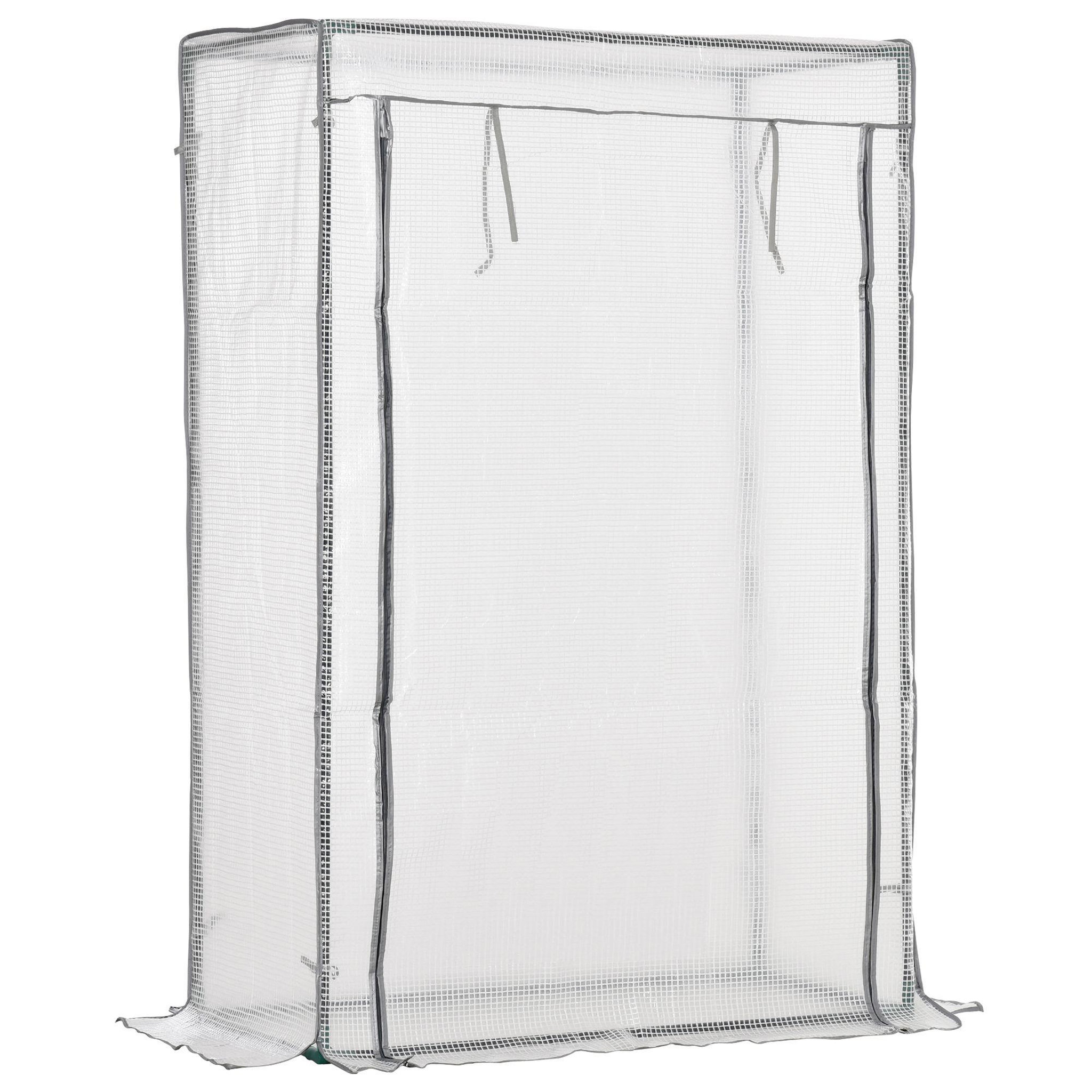 OUTSUNNY Serre de jardin serre à tomates porte zippée déroulante - 1x0,5x1,5m - acier PVC blanc transparent
