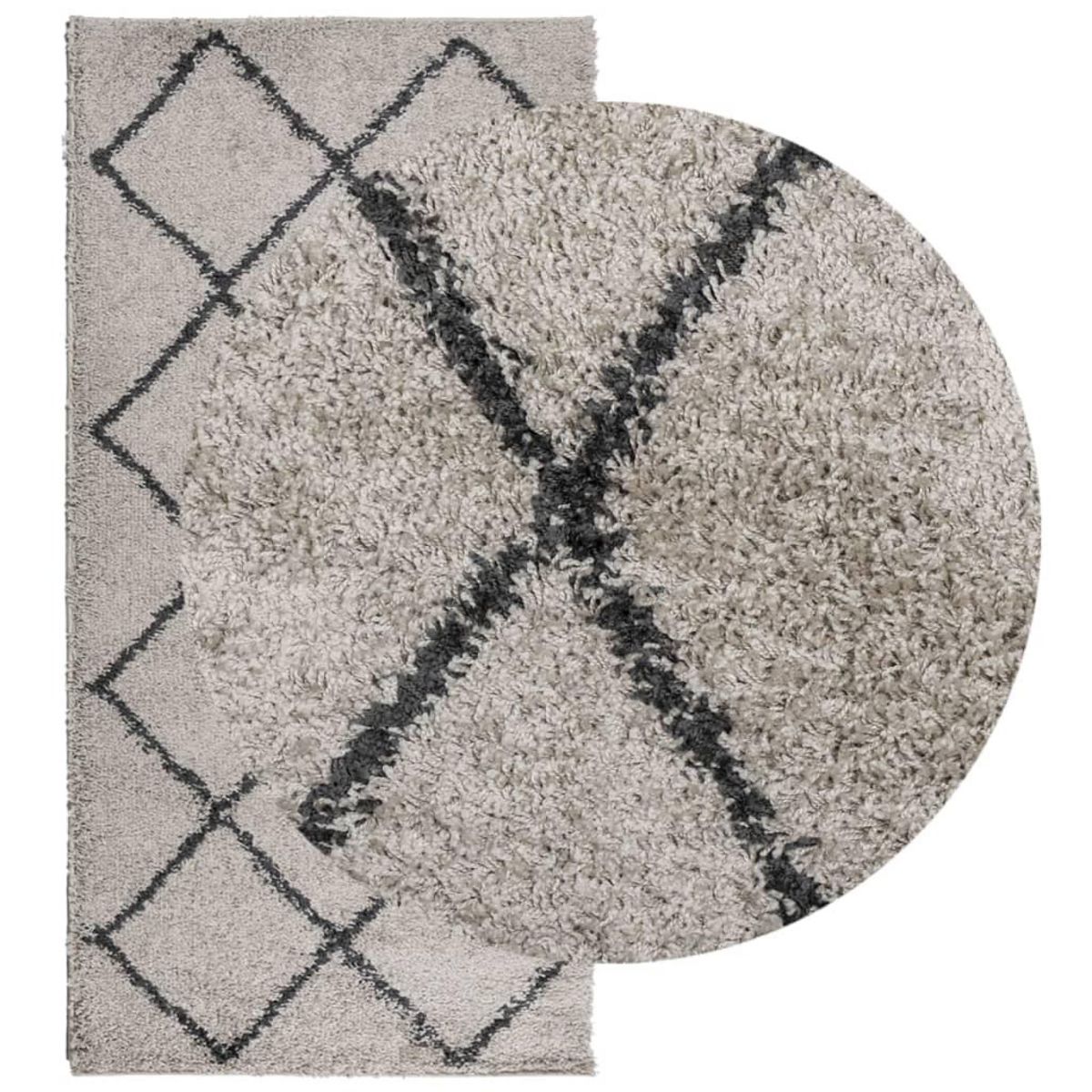 VIDAXL Tapis shaggy a poils longs moderne beige anthracite 100x200 cm