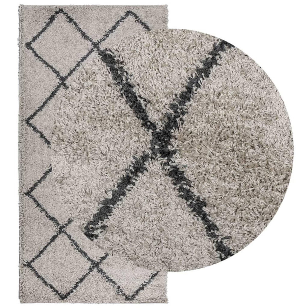 VIDAXL Tapis shaggy a poils longs moderne beige anthracite 100x200 cm