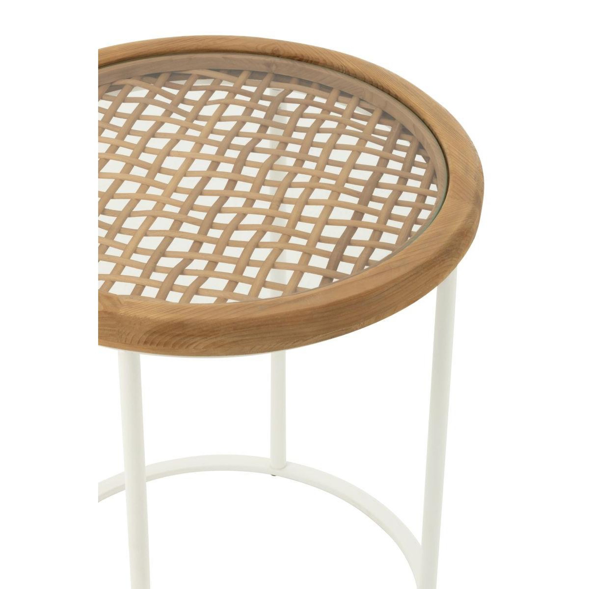 Voir la diapositive 3 : J-LINE Table d'appoint en bois  mati  56cm naturel & blanc