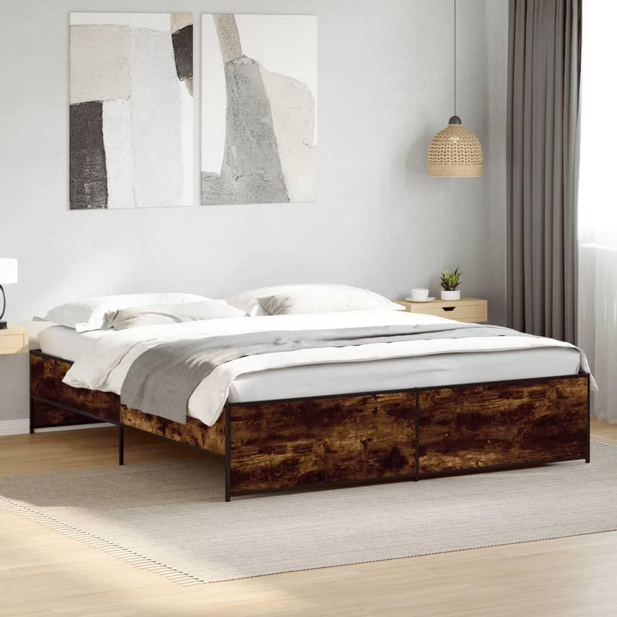 VIDAXL Cadre de lit sans matelas chene fume 180x200 cm