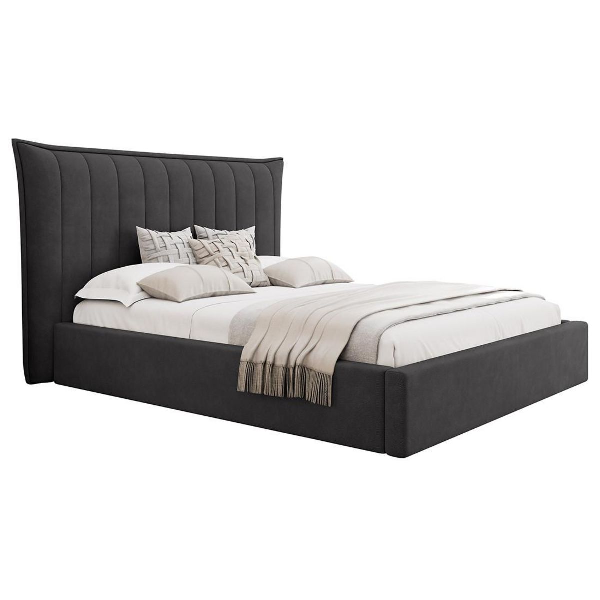 BEST MOBILIER Esmee - lit coffre - 140x200 cm - en velours - sommier inclus