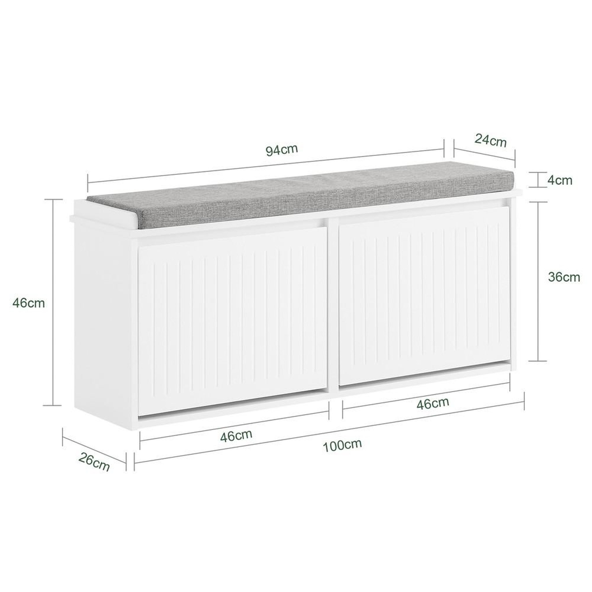 Voir la diapositive 3 : SOBUY SoBuy - Banc de rangement à chaussures avec deux portes - Moderne - FSR98-XL