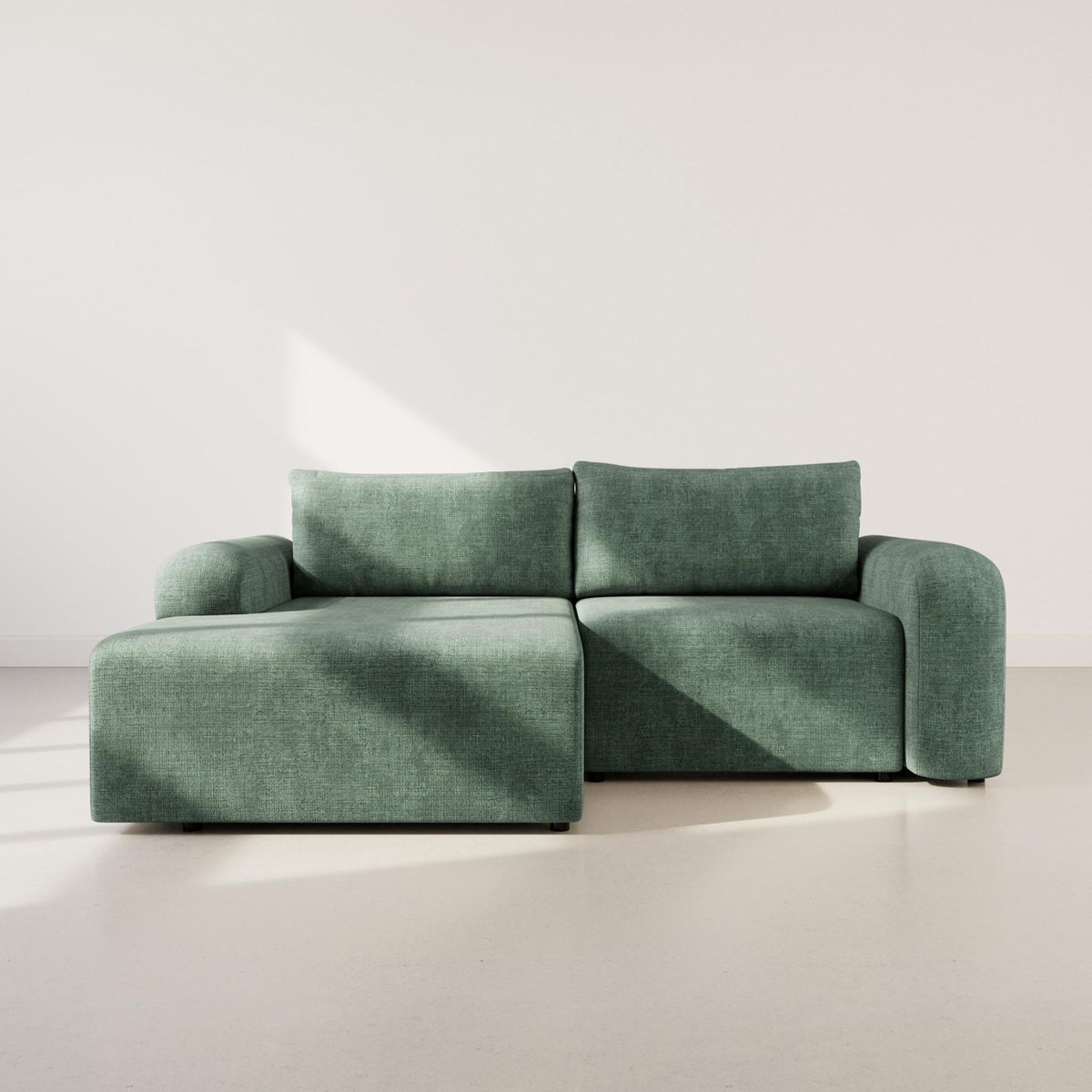 BEST MOBILIER Rebecca - canapé d'angle gauche 4 places convertible avec coffre en velours texturé