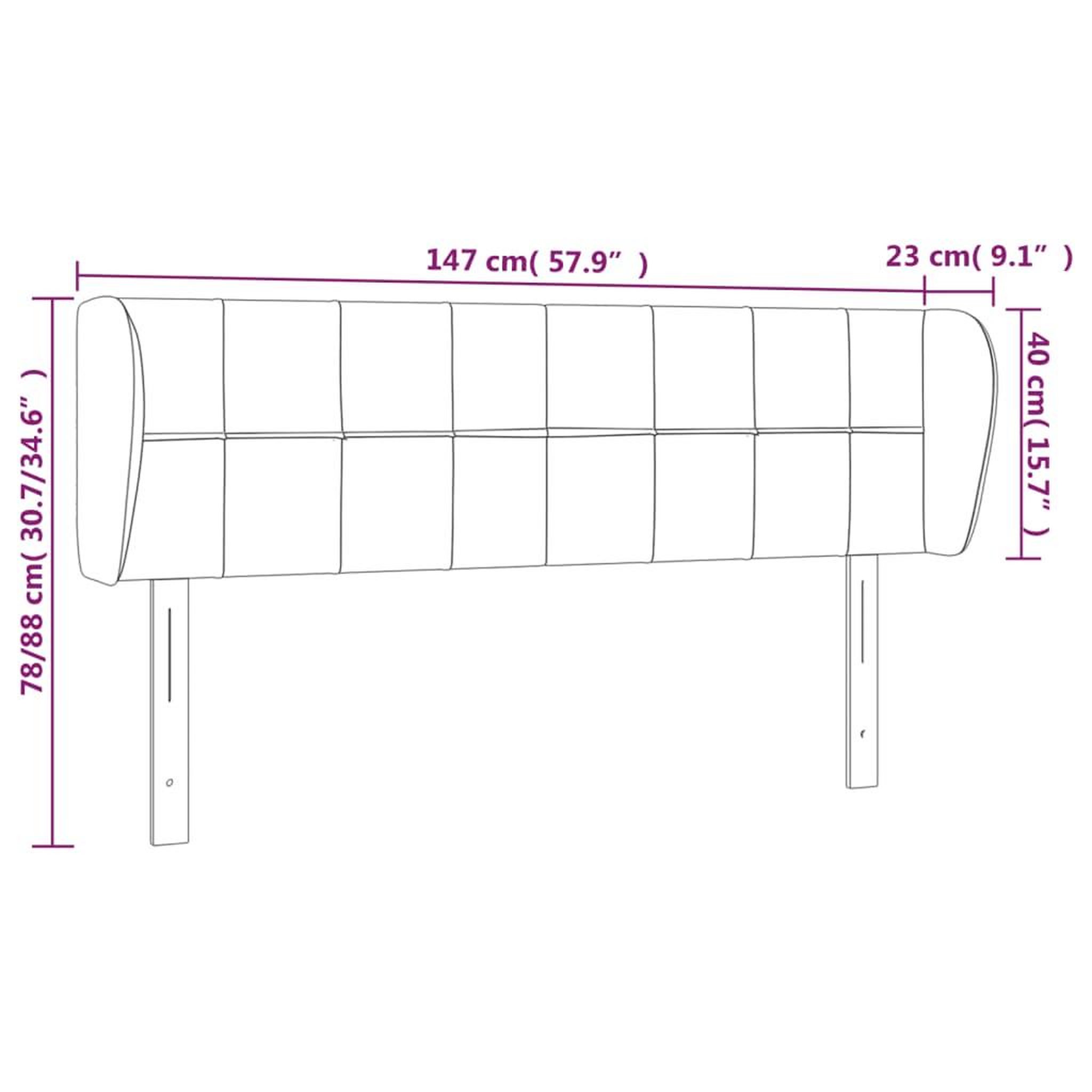 Voir la diapositive 6 : VIDAXL Tete de lit avec oreilles Gris fonce 147x23x78/88 cm Velours