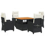 Voir la diapositive 2 : VIDAXL Ensemble a manger de jardin coussins 5pcs Noir Resine tressee