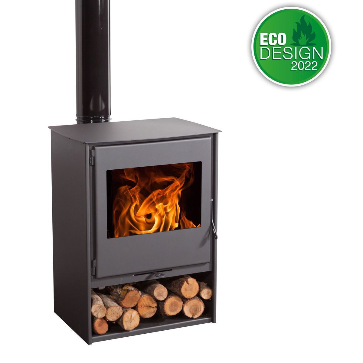 Juan Panadero Poêle à bois 7,4 Kw avec bûcher - MILANO TITANIUM