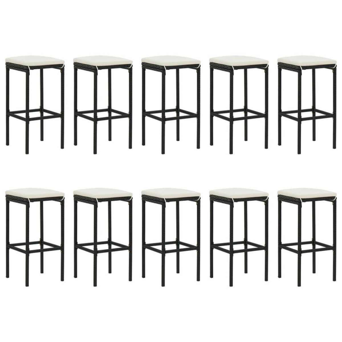 VIDAXL Ensemble de bar de jardin 11 pcs avec coussins noir poly rotin
