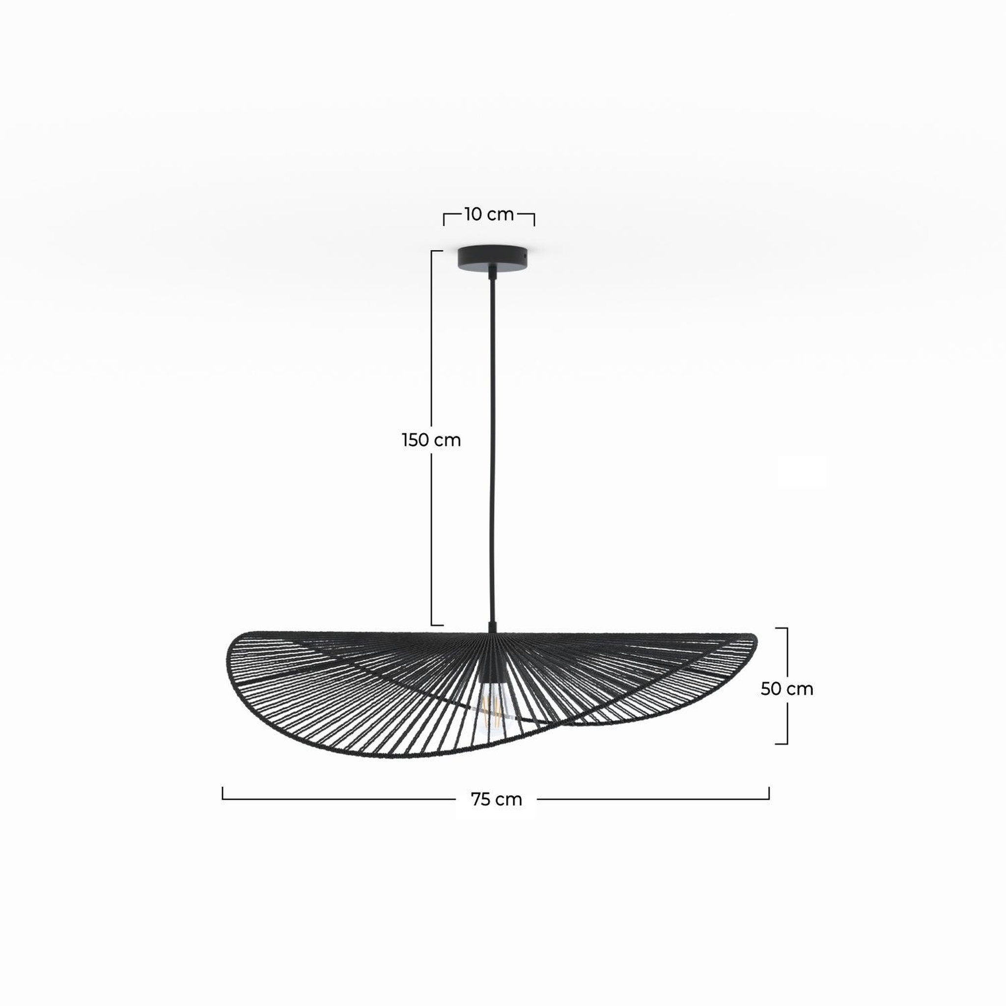 Voir la diapositive 4 : MAISON PAVANE Suspension noire en papier de corde 75 cm-Mada