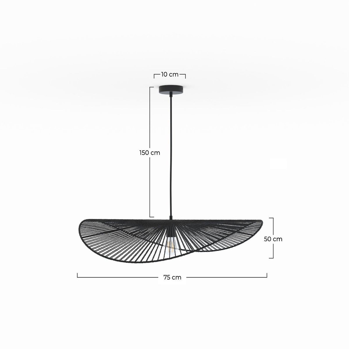 Rendez vous déco Suspension noire en papier de corde 75 cm-Mada