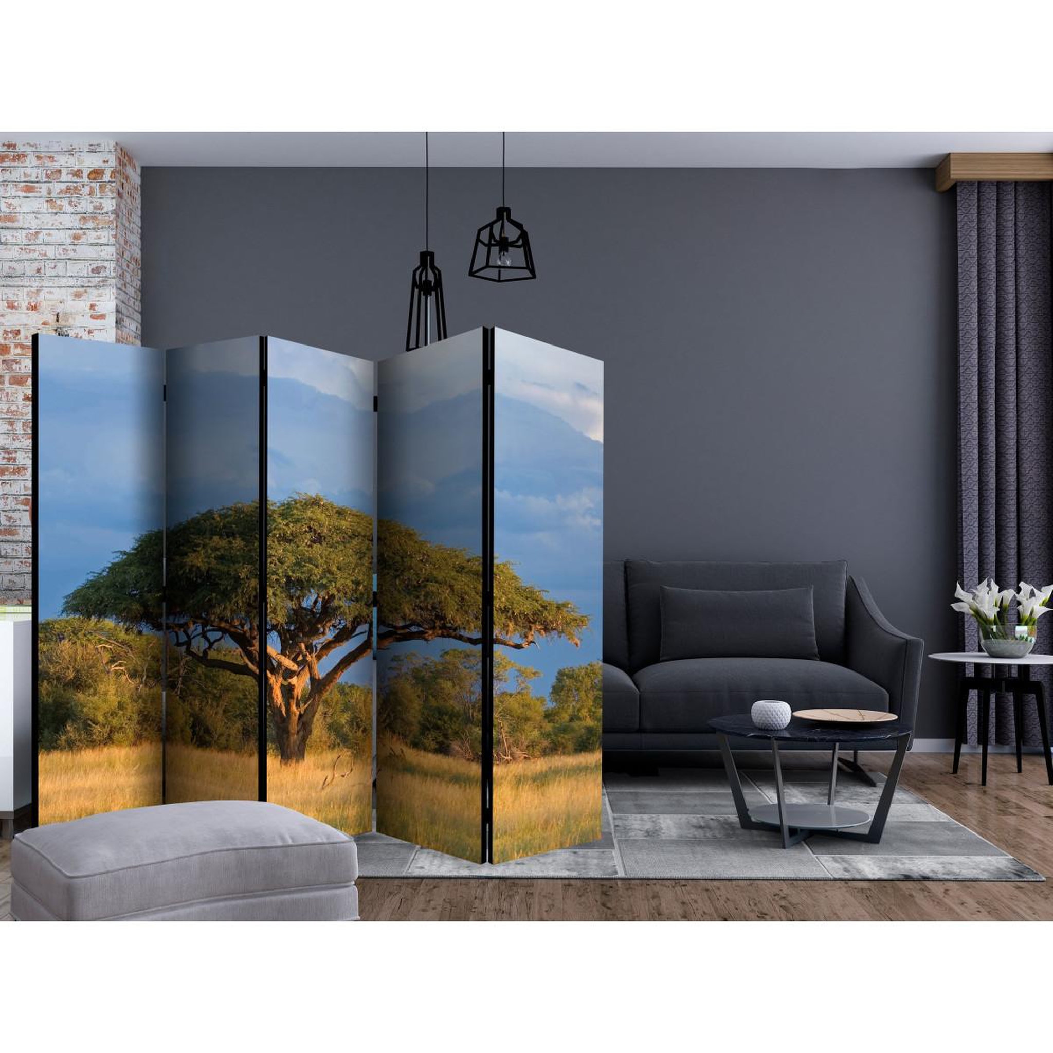 Voir la diapositive 2 : Paris Prix Paravent 5 volets  african acacia tree, hwange national park, zimbabwe  172x225cm