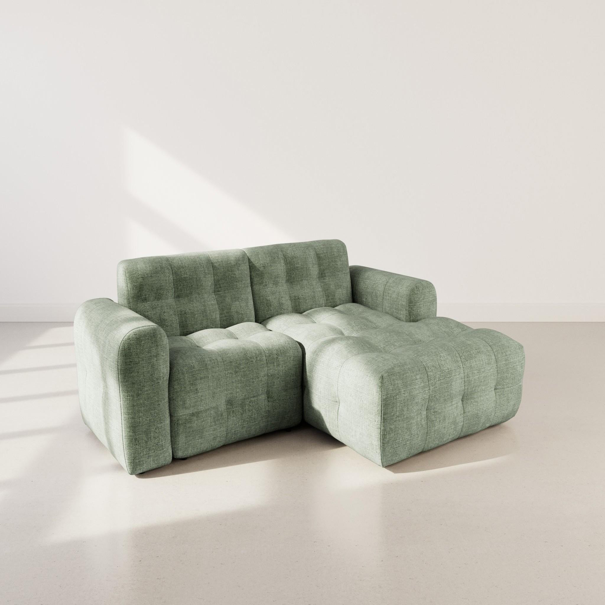 Voir la diapositive 3 : BEST MOBILIER Diane - canapé d'angle droit 4 places en velours texturé