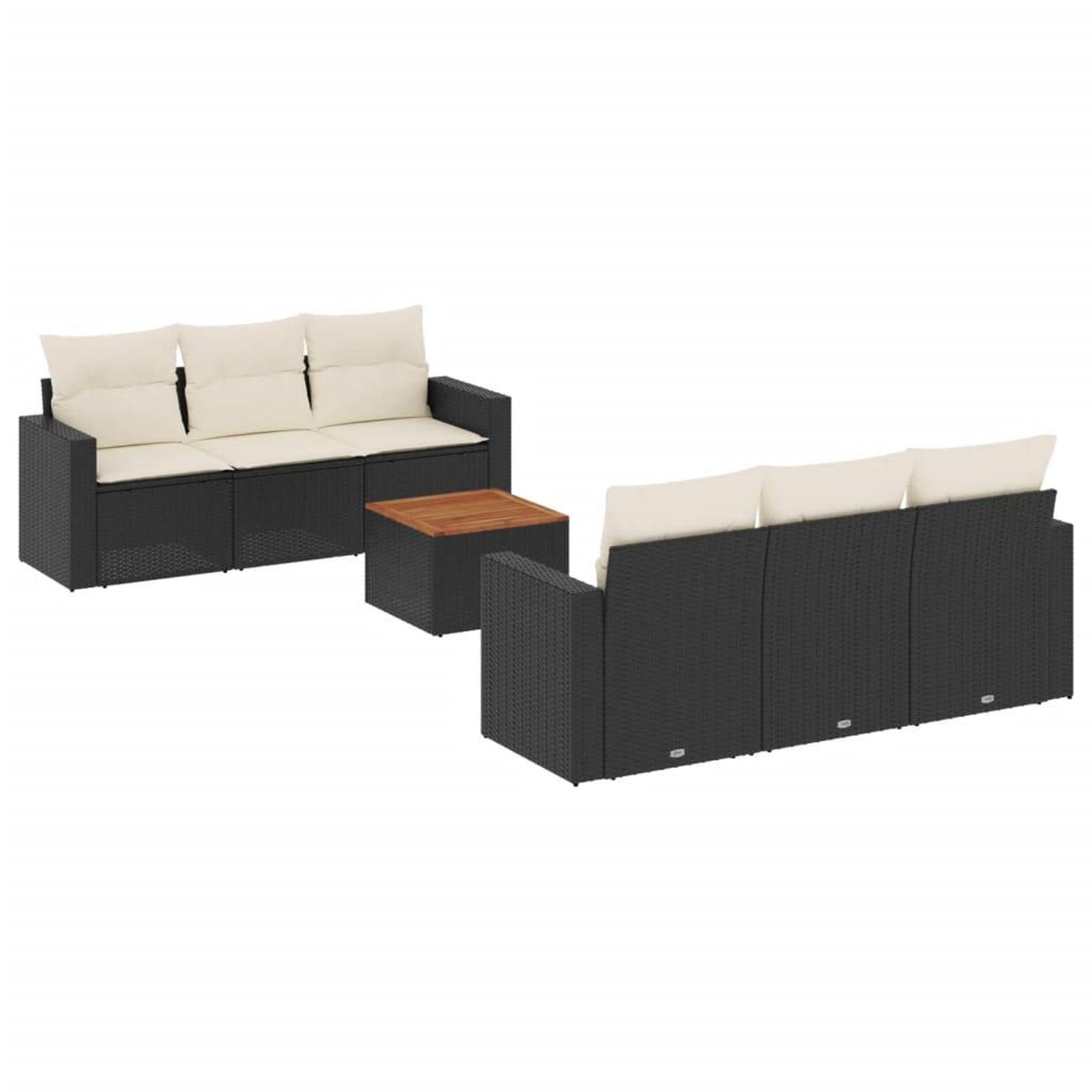Voir la diapositive 2 : VIDAXL Salon de jardin 7 pcs avec coussins noir resine tressee