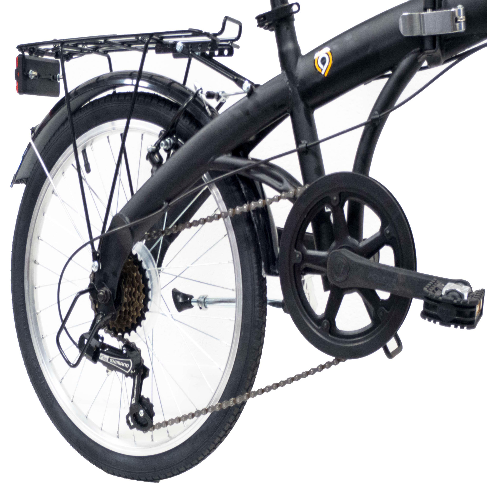 Voir la diapositive 4 : Vélo 20'' Rigide Mixte Acier Pliant  Discovery Adventures  - Fourche rigide - 6 vitesses - Dérailleur Shimano - Freins V-Brake - Porte Bagages