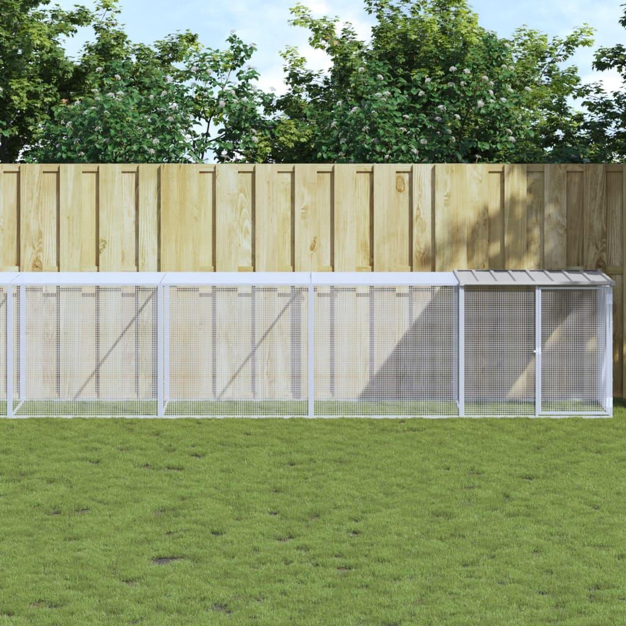 VIDAXL Poulailler avec toit gris clair 803x98x90 cm acier galvanise