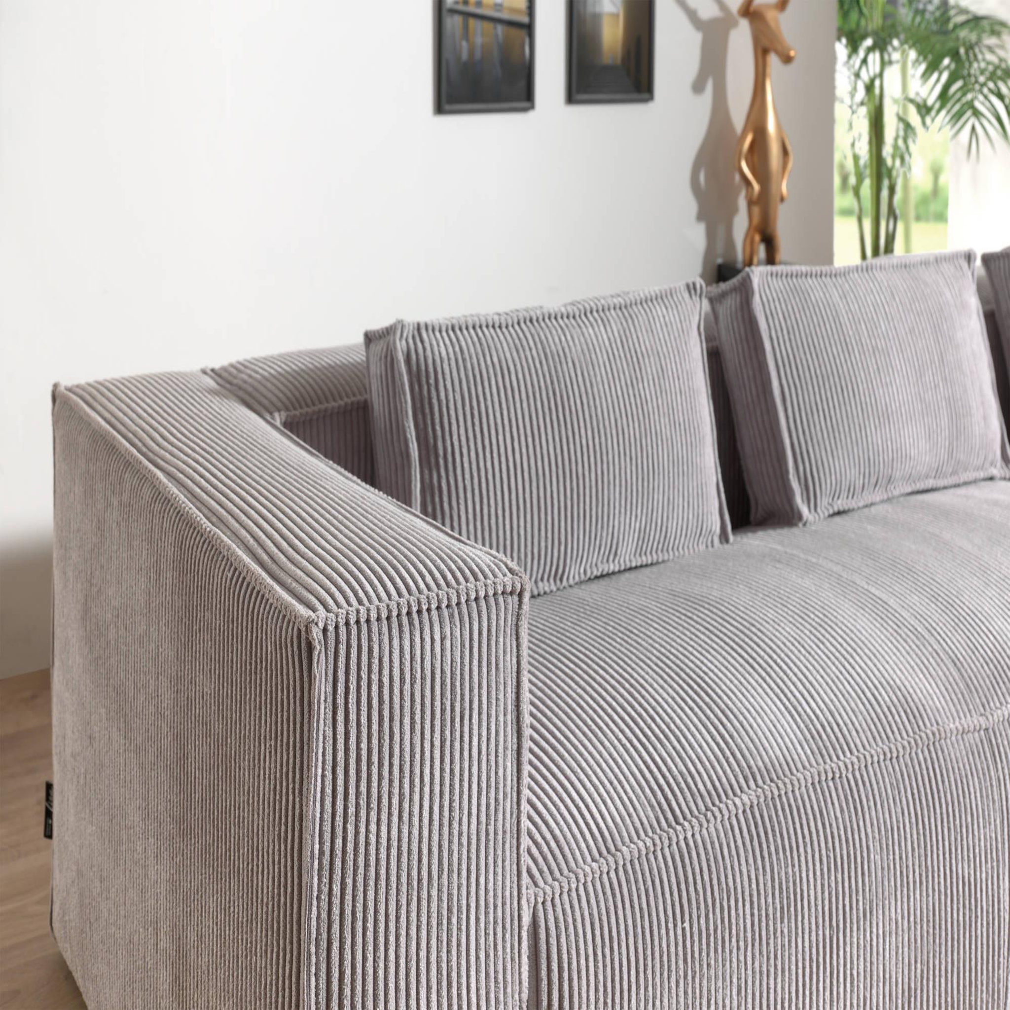 Voir la diapositive 4 : LISA DESIGN Stella - canapé d'angle - en velours côtelé - 4 places -style contemporain - droit