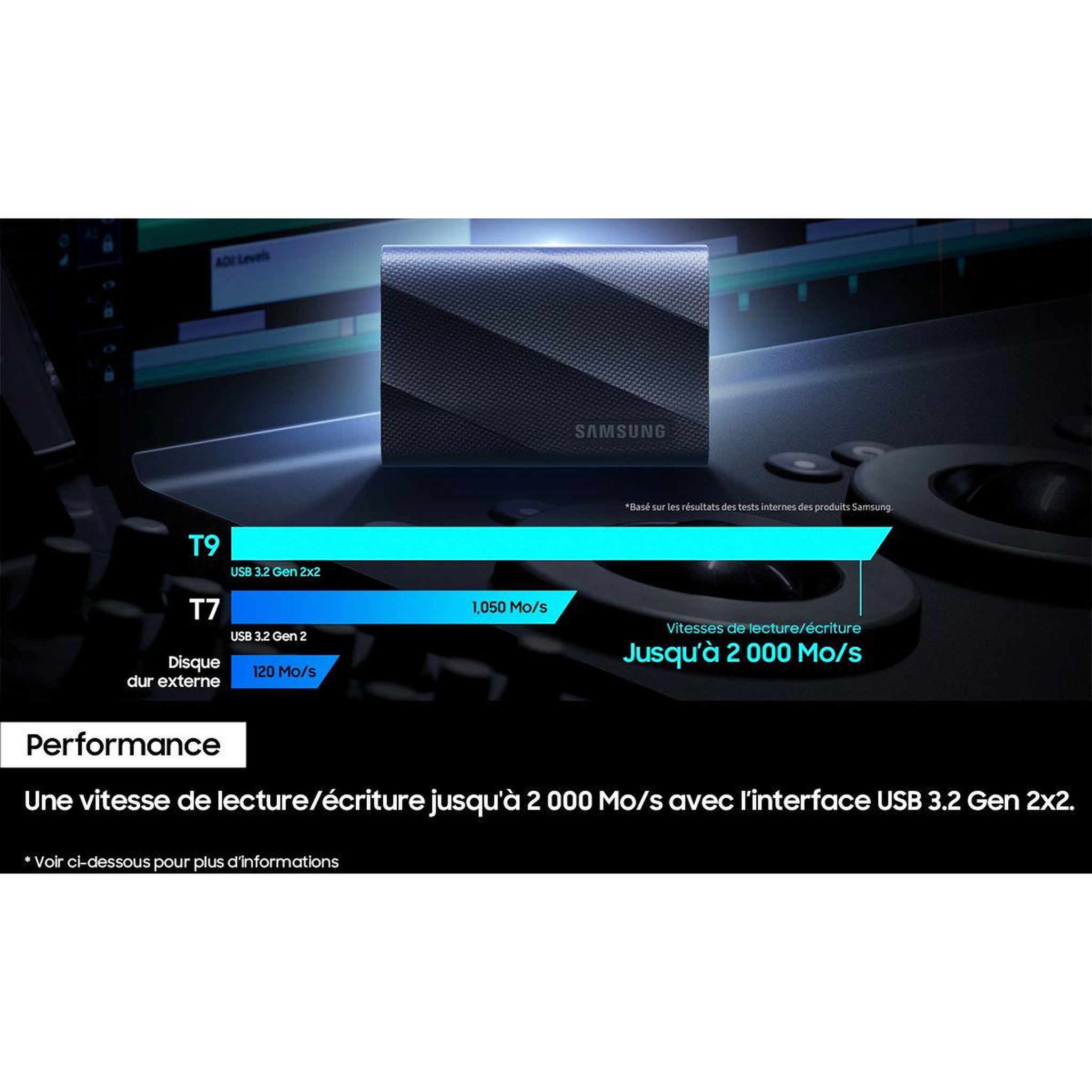 Voir la diapositive 4 : Samsung Disque dur SSD externe 4To T9