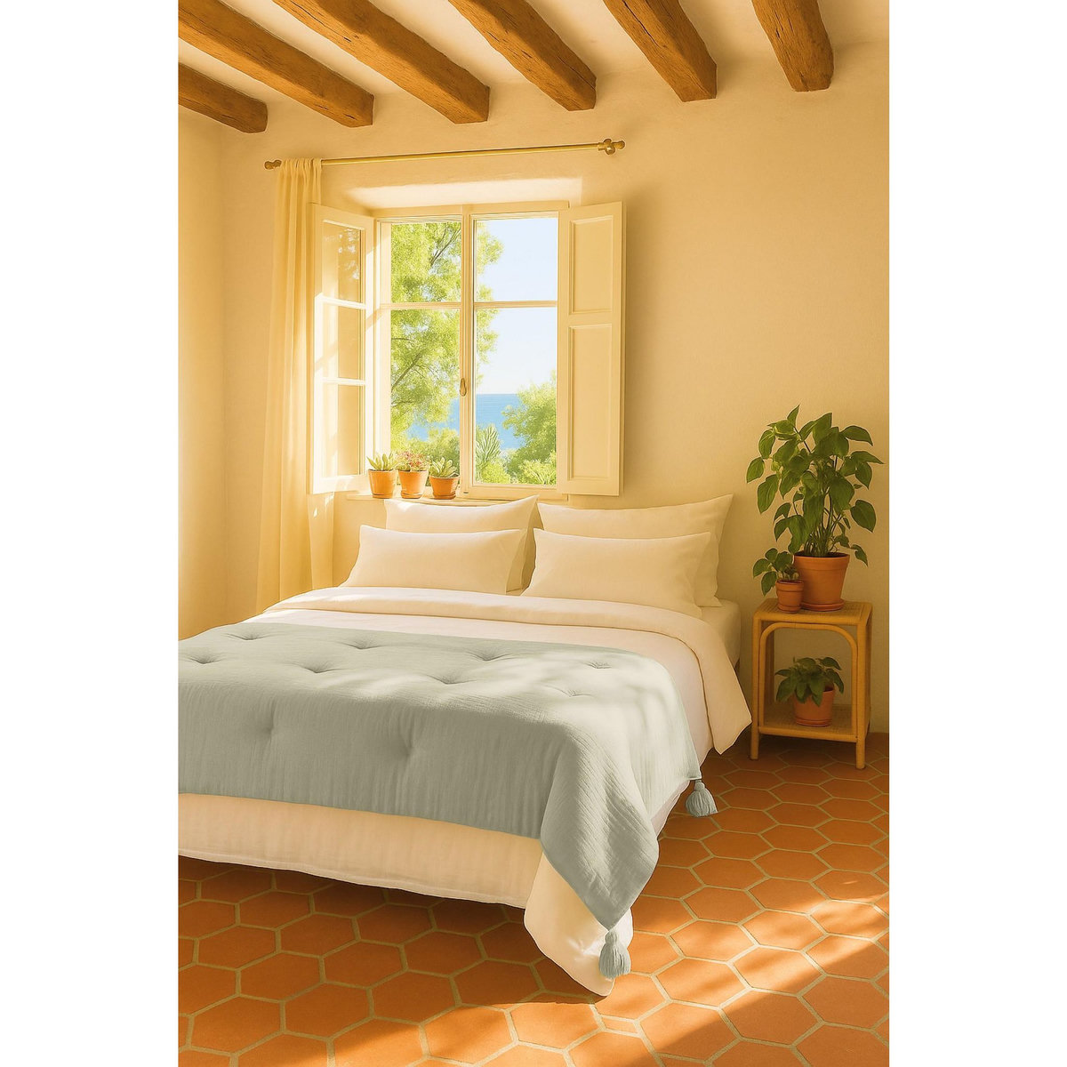 Home collection Bout de lit 100% gaze de coton