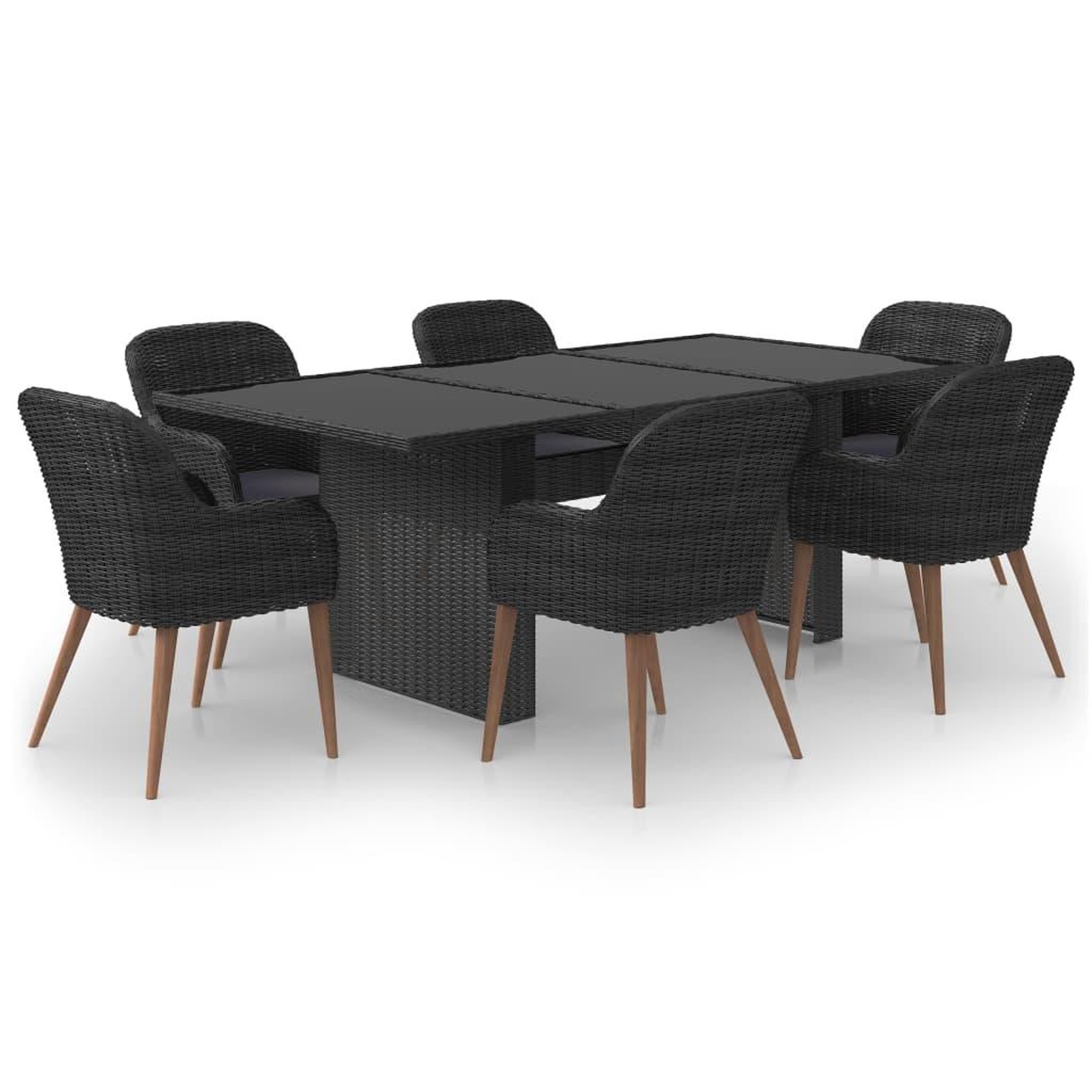 VIDAXL Ensemble a manger de jardin 7 pcs resine tressee noir