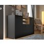 Voir la diapositive 3 : BEST MOBILIER Leolio - buffet bas - noir et effet bois - 151 cm