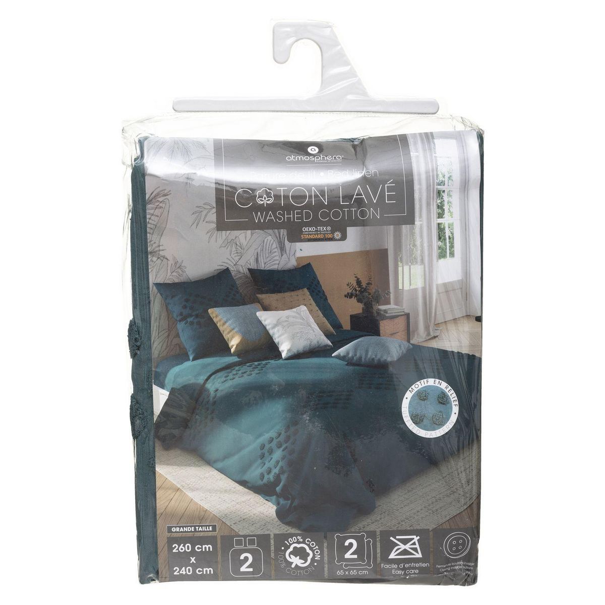ATMOSPHERA Parure de lit en coton lavé Tuft - 260 x 240 cm