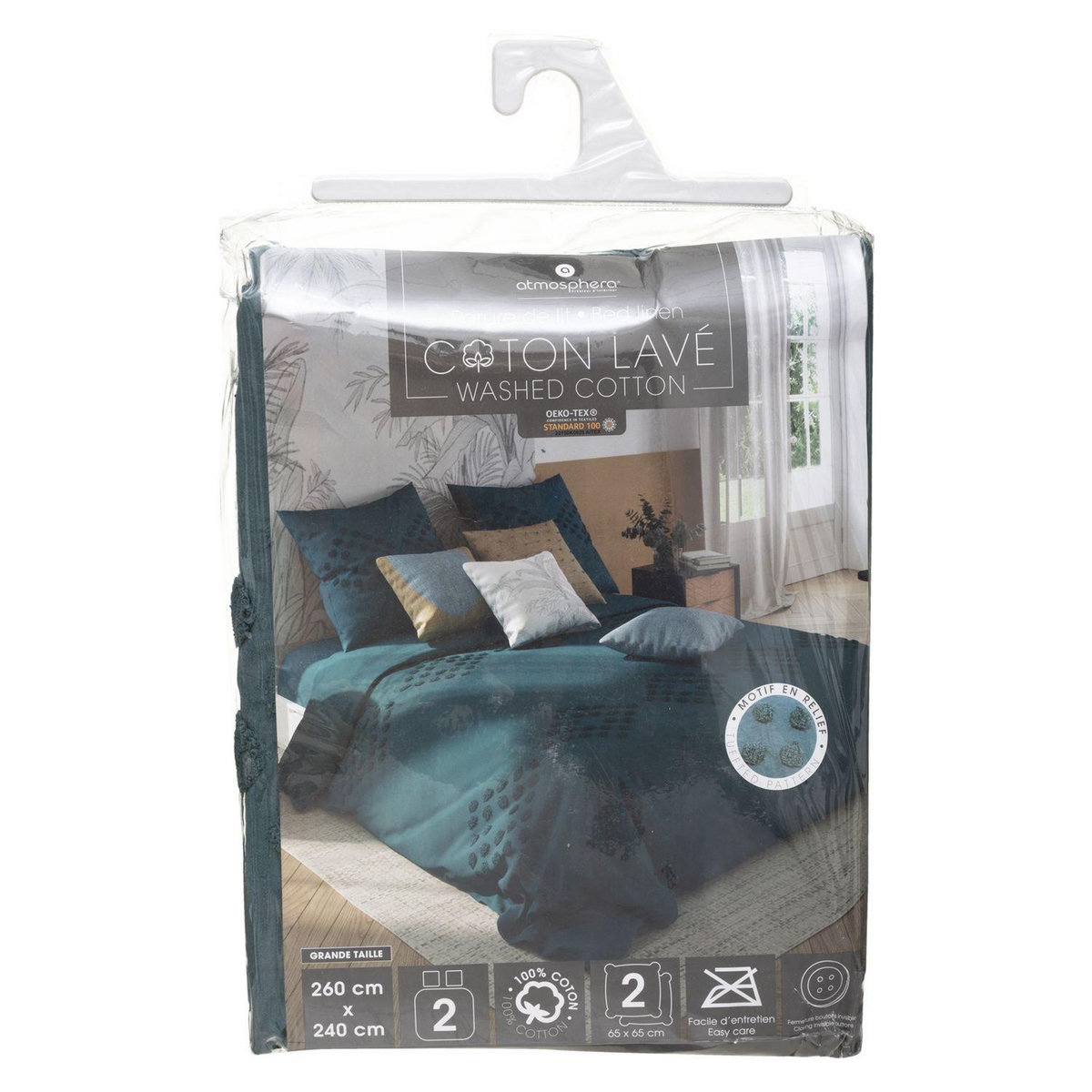 ATMOSPHERA Parure de lit en coton lavé Tuft - 260 x 240 cm