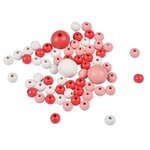 Paris Prix Lot de 63 Perles Rondes  Bois  1-2cm Corail & Blanc