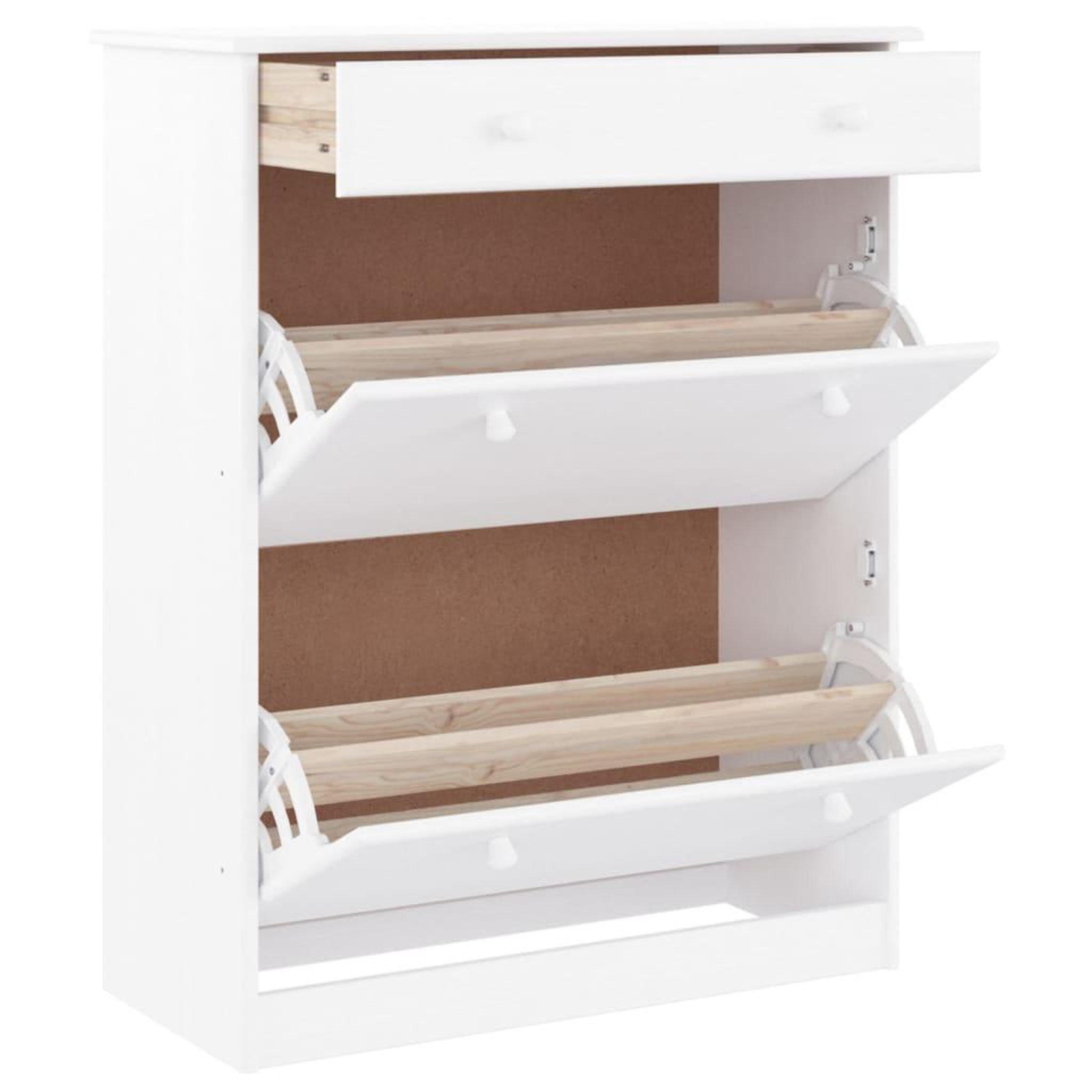 Voir la diapositive 3 : VIDAXL Armoire a chaussures ALTA blanc 77x35x96 cm bois massif de pin