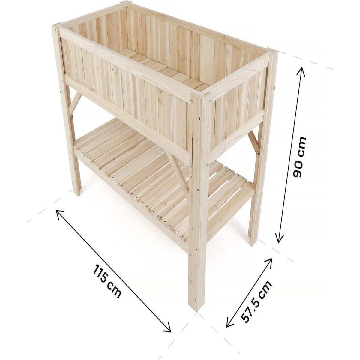 Habitat et Jardin Carré potager en bois sur pieds  Magnolia  - 115 x 57 x 90 cm - Beige