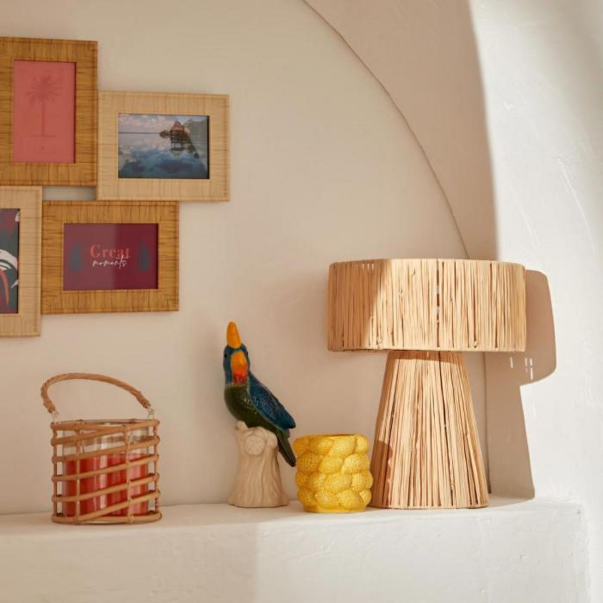 ATMOSPHERA Lampe à Poser en Raphia  Orane  34cm Naturel