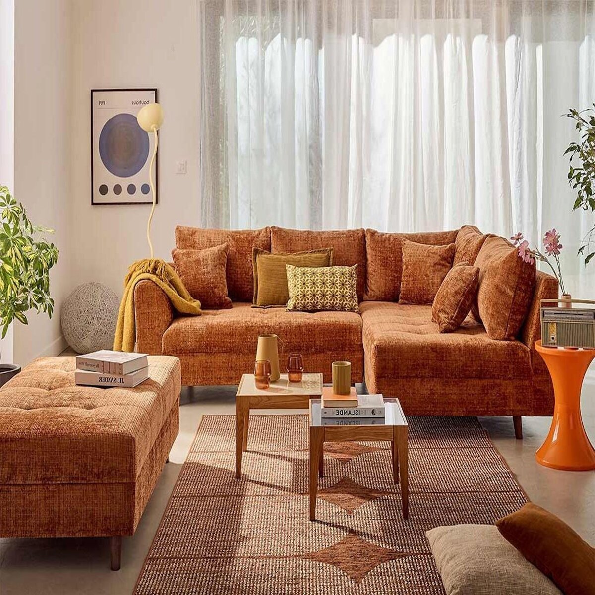 LISA DESIGN Rune - canapé d'angle droit 4 places en velours texturé