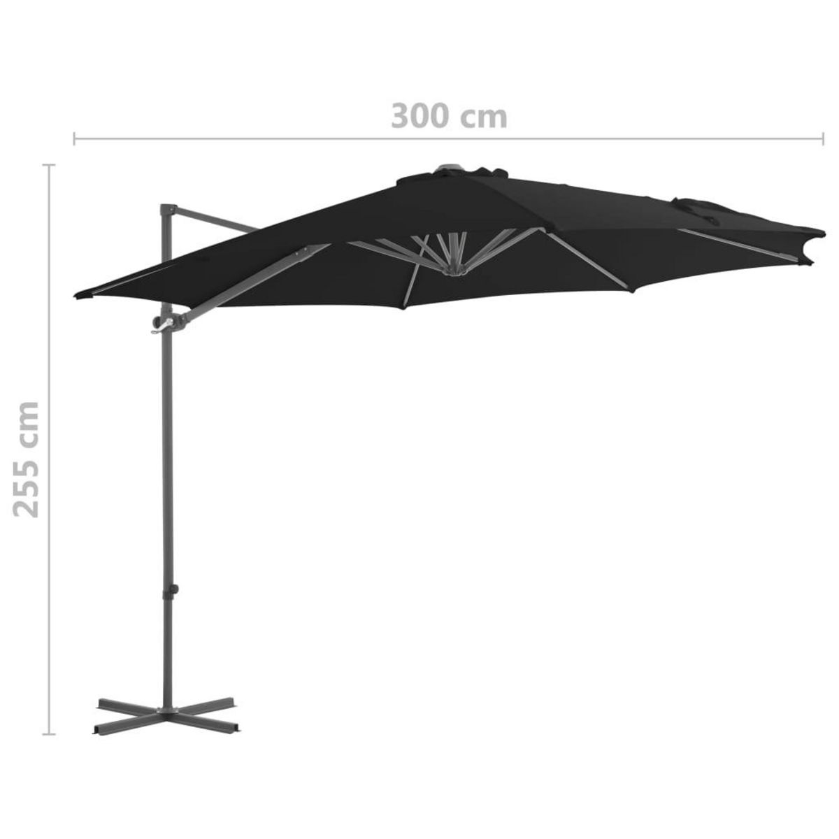 VIDAXL Parasol de jardin en porte-a-faux avec mat en acier noir 300 cm