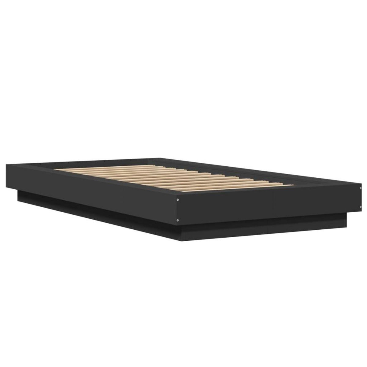 VIDAXL Cadre de lit avec lumieres LED sans matelas noir 90x190 cm