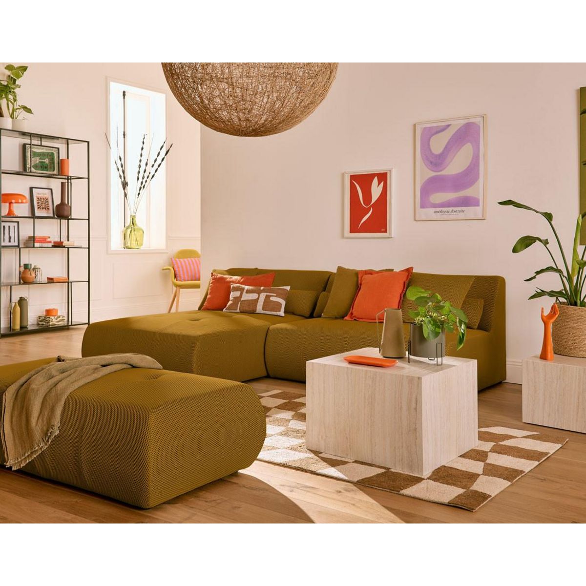 LISA DESIGN Onyx - canapé modulable d'angle réversible 4 places - en tissu mailles 3d