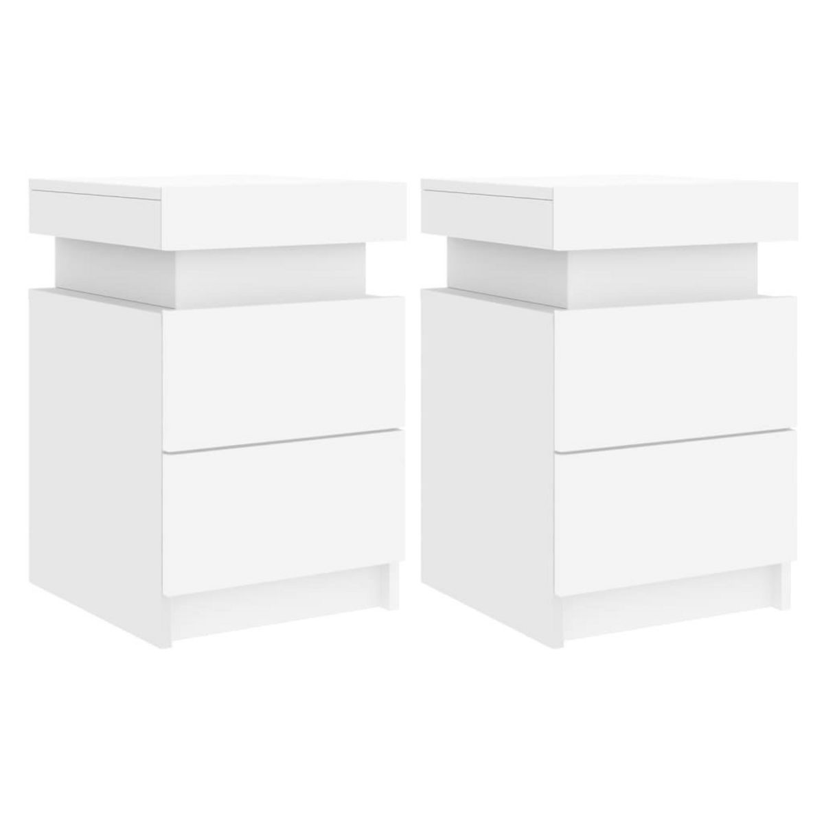 VIDAXL Tables de chevet avec lumieres LED 2 pcs blanc 35x39x55 cm
