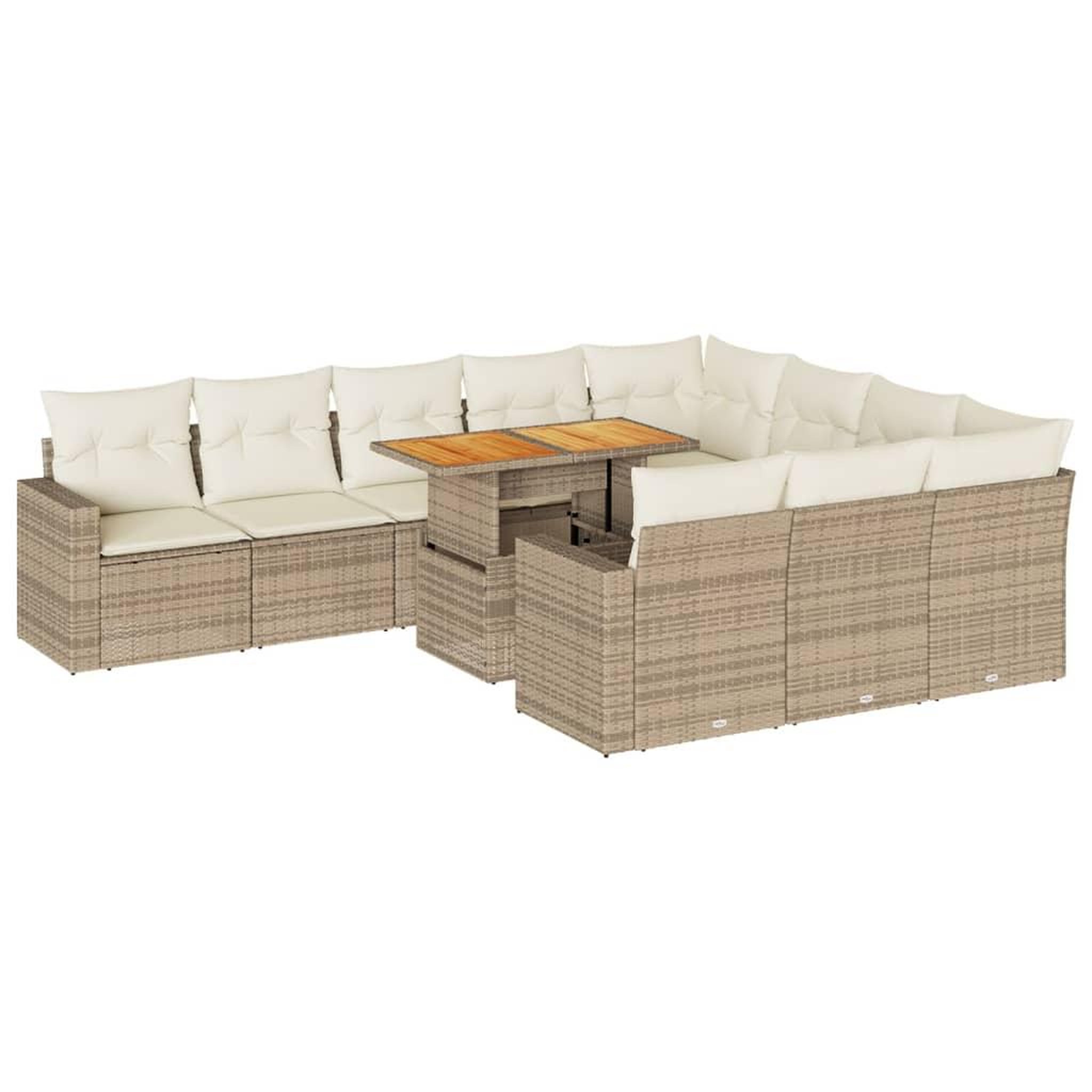 Voir la diapositive 2 : VIDAXL Salon de jardin 11 pcs avec coussins beige resine tressee