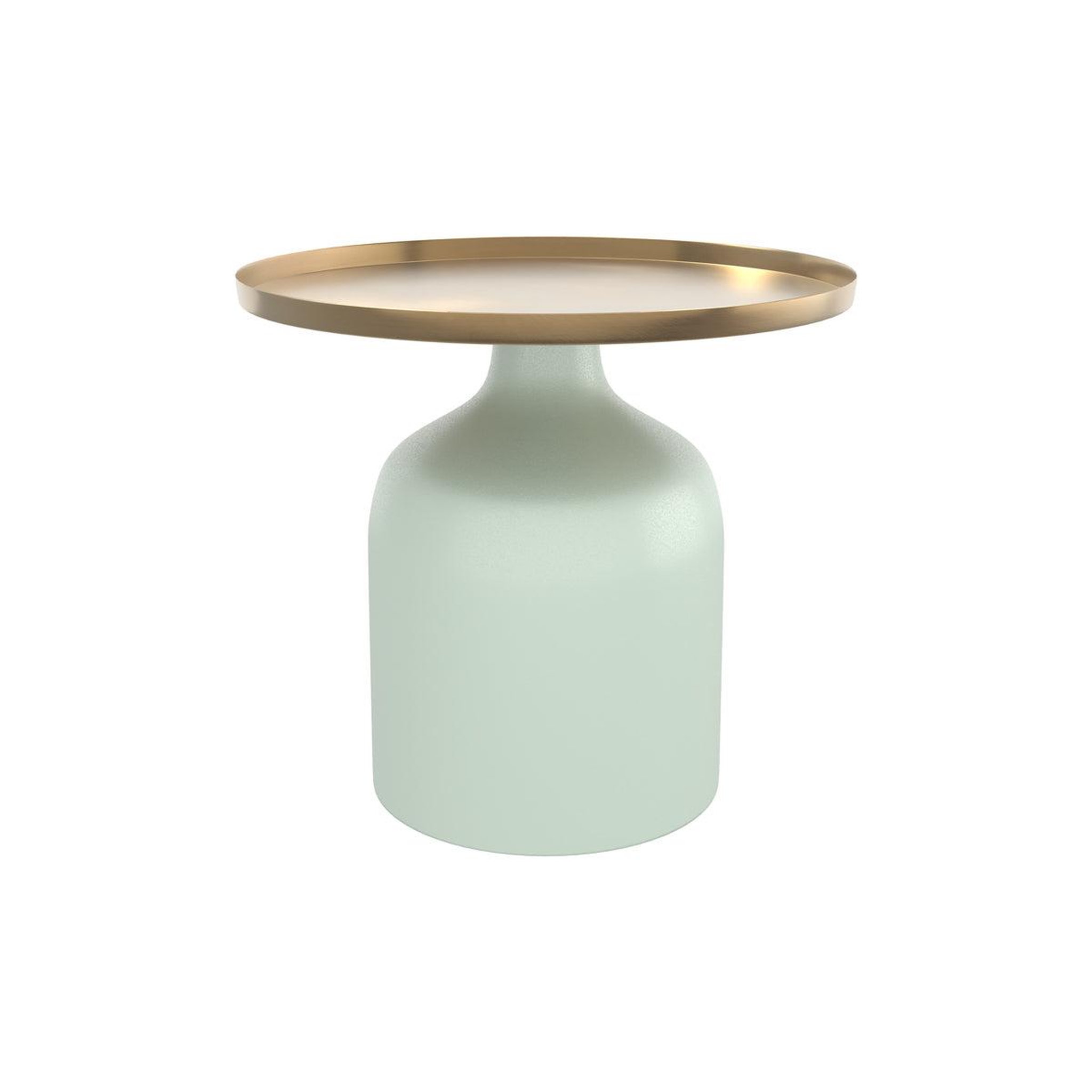 MAISON PAVANE Table d'appoint ronde en métal vert d'eau et laiton d44,5 cm-lyne